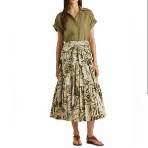Lauren black label tropical cotton midi skirt  size 4